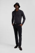 Pantalon chino en coton velours stretch brun coupe Regular