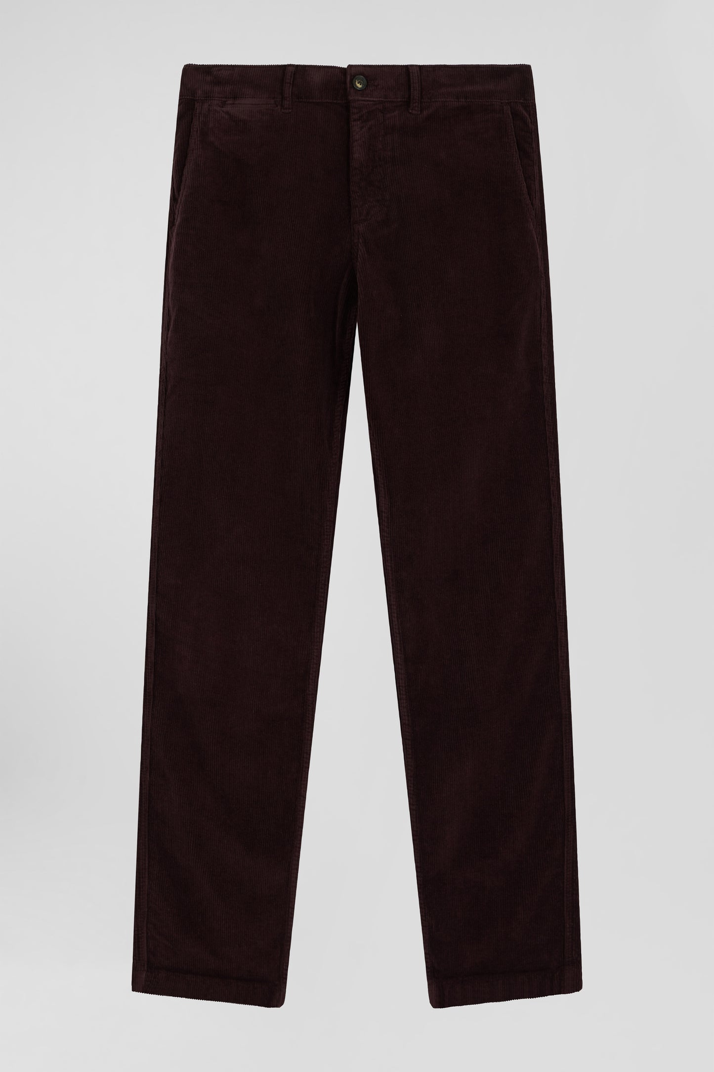 Pantalon chino en coton velours stretch bordeaux coupe Regular - Image 1