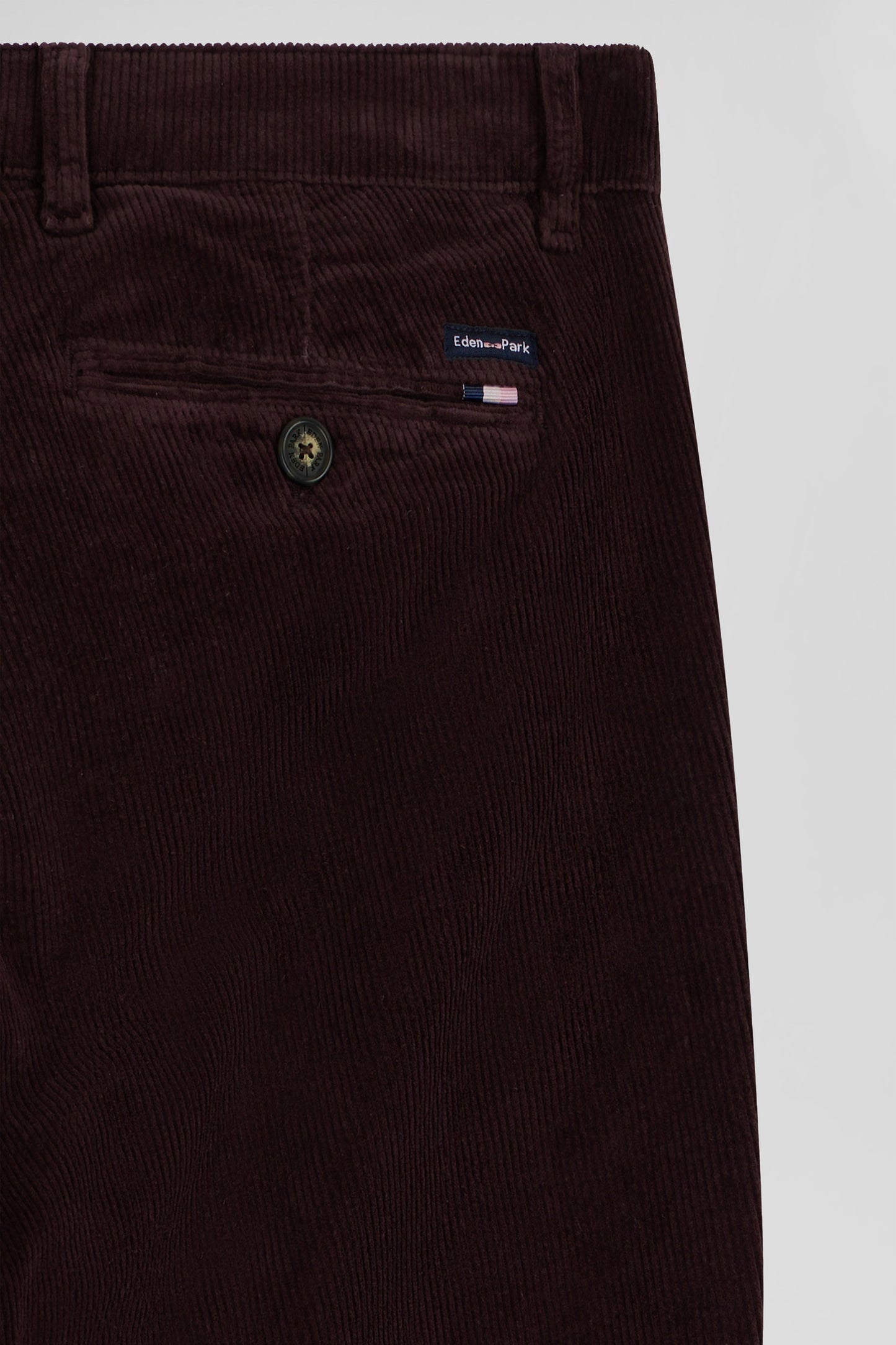 Pantalon chino en coton velours stretch bordeaux coupe Regular - Image 5