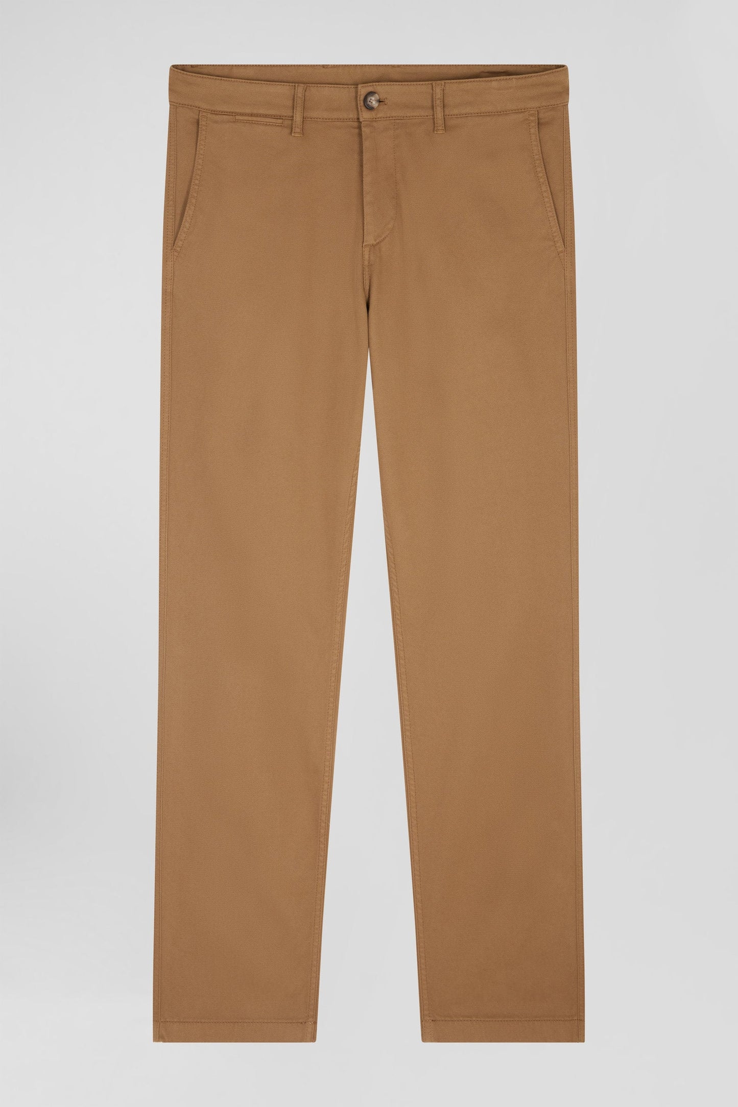 Pantalon chino en piqué de coton stretch et modal beige coupe Regular - Image 2