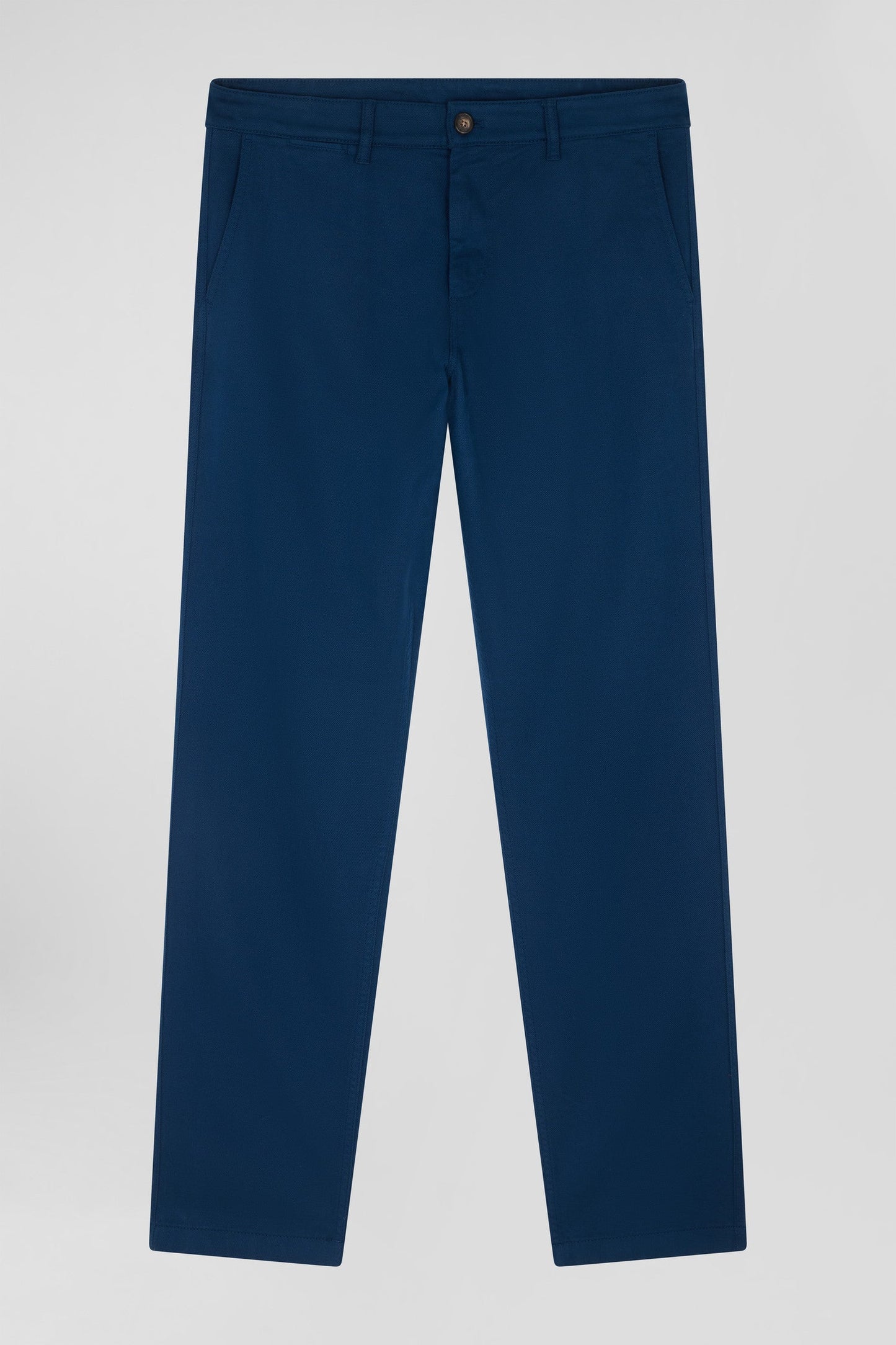 Pantalon chino en piqué de coton stretch et modal bleu coupe Regular - Image 2