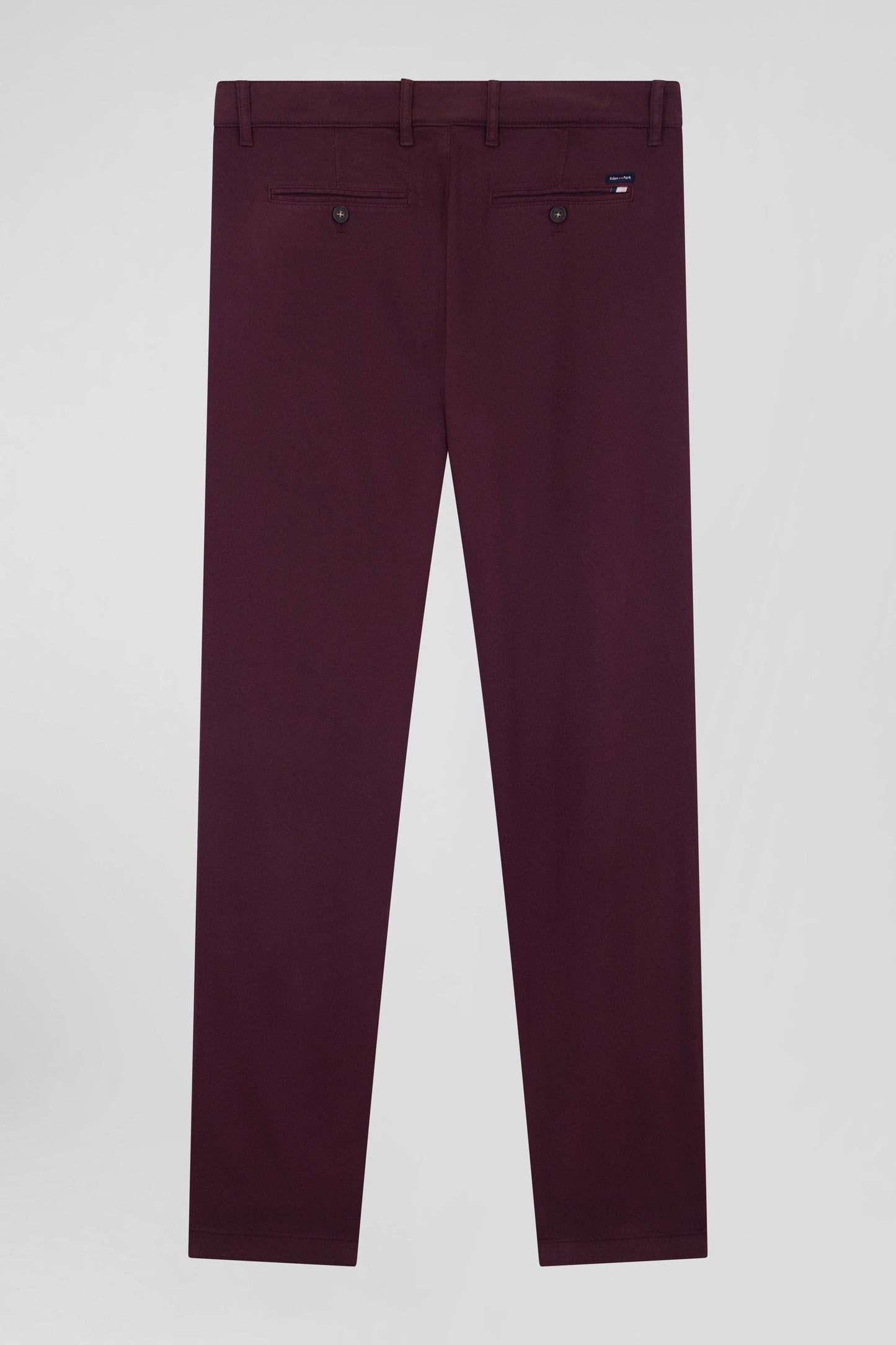 Pantalon chino en piqué de coton stretch et modal bordeaux coupe Regular - Image 4