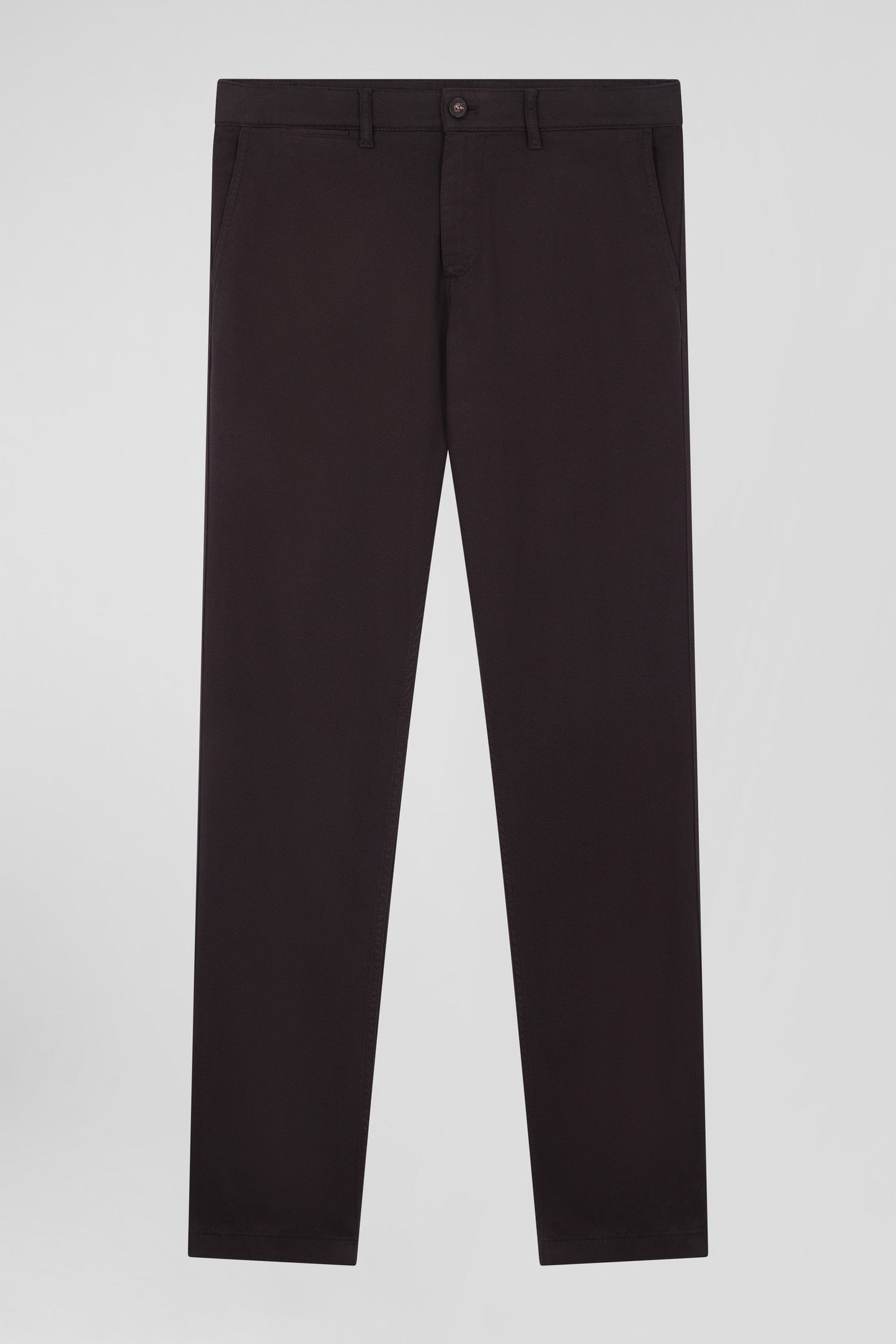 Pantalon chino en piqué de coton stretch et modal brun coupe Regular - Image 2