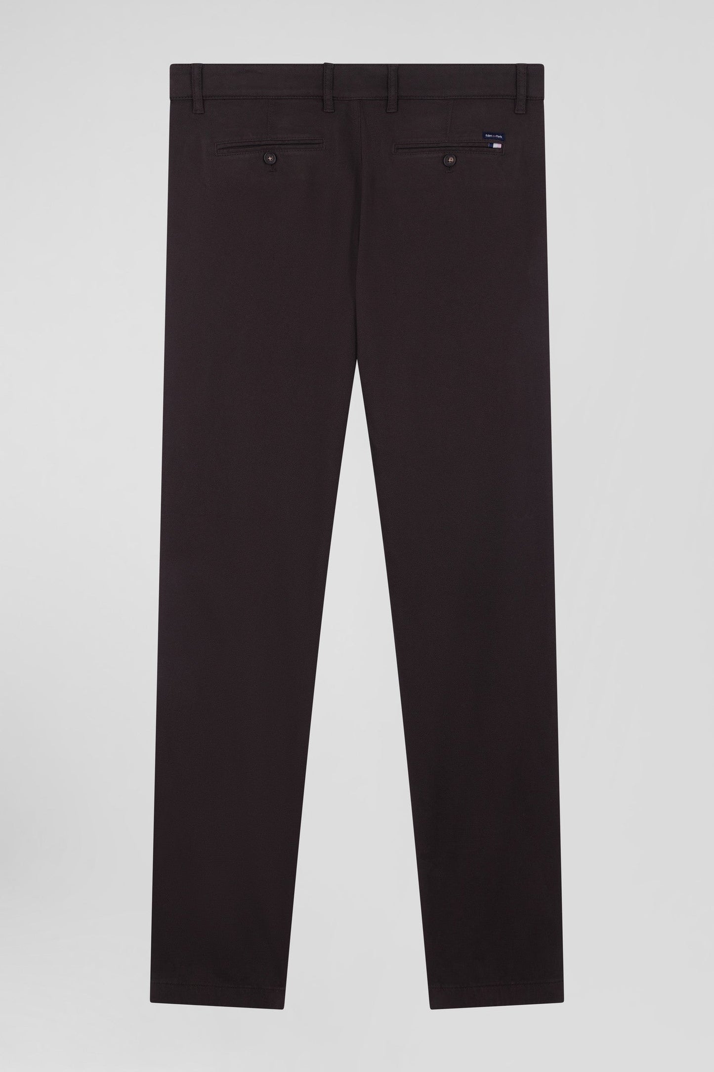 Pantalon chino en piqué de coton stretch et modal brun coupe Regular - Image 4