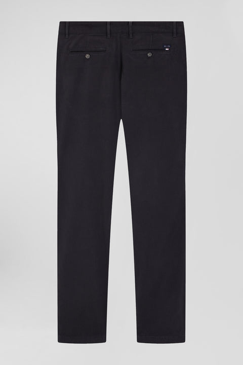 Regular grey stretch cotton piqué and modal chino trousers - Image 2