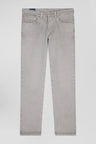 Pantalon 5 poches en coton stretch gris coupe Regular