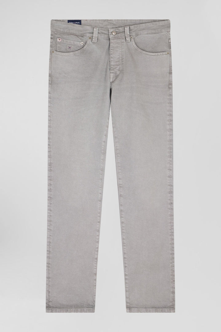 Pantalon 5 poches en coton stretch gris coupe Regular alt view