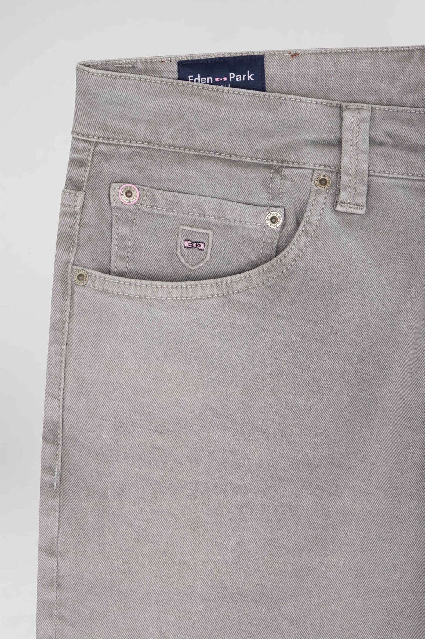 Pantalon 5 poches en coton stretch gris coupe Regular - Image 8