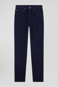 Regular navy blue cotton 5-pocket jeans