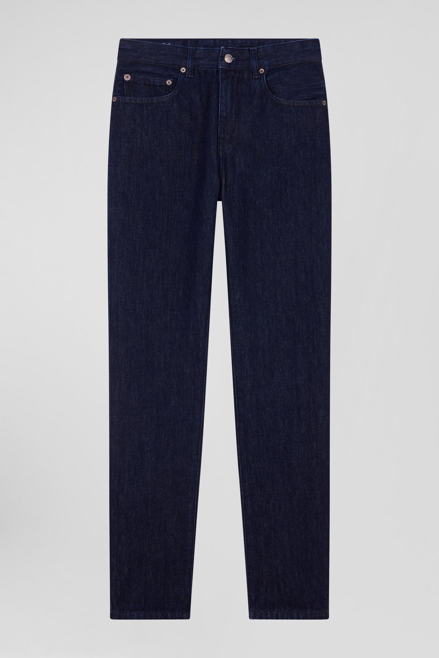 Regular navy blue cotton 5-pocket jeans