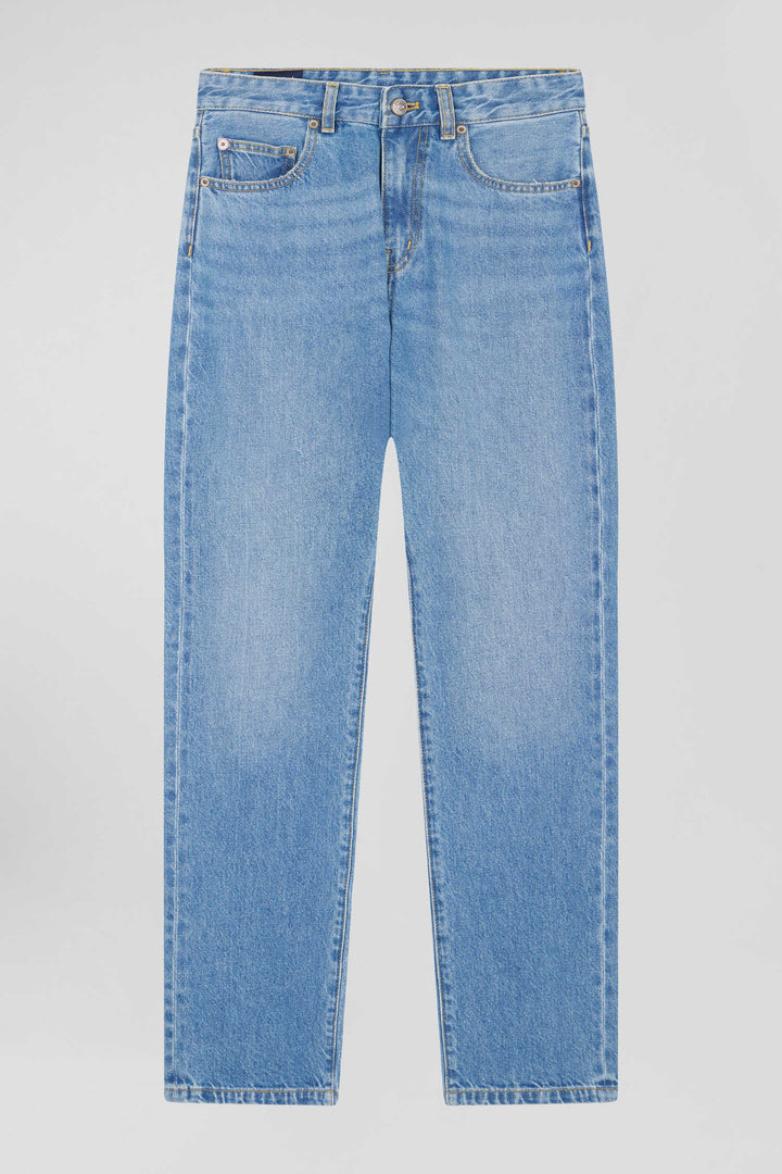 Regular blue cotton 5-pocket jeans