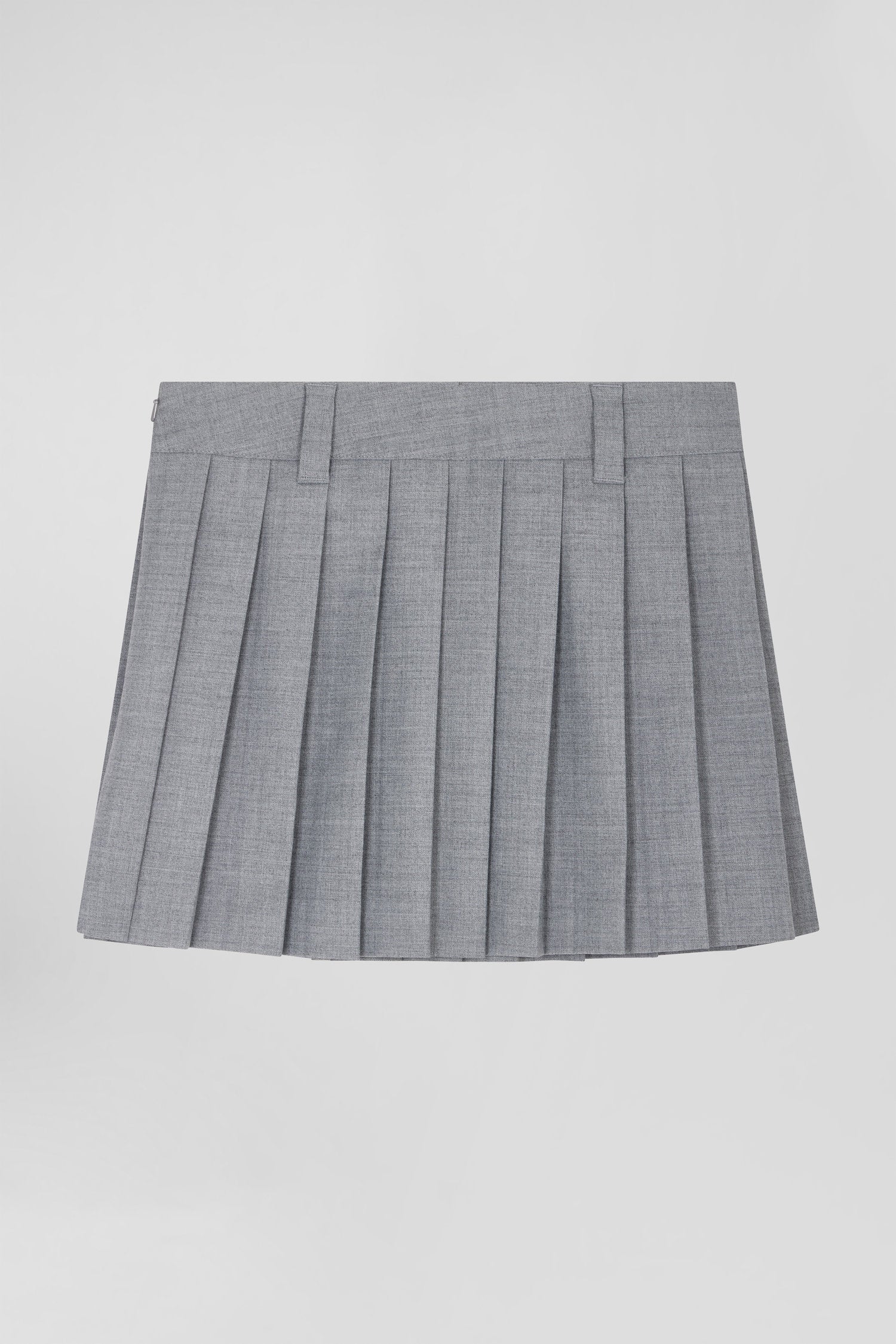 Pleated grey blended wool skirt