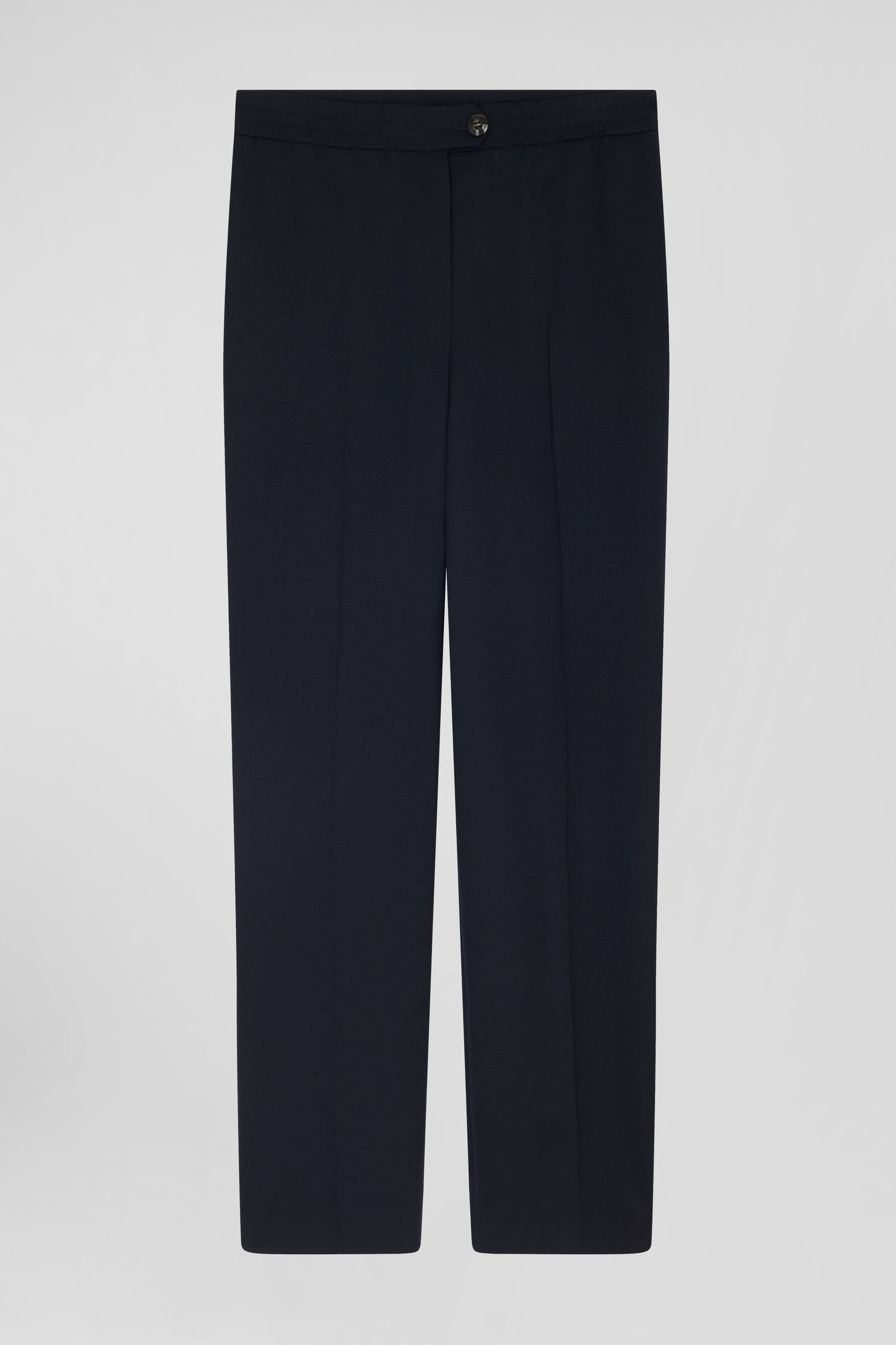 Modern navy blue virgin wool stretch trousers