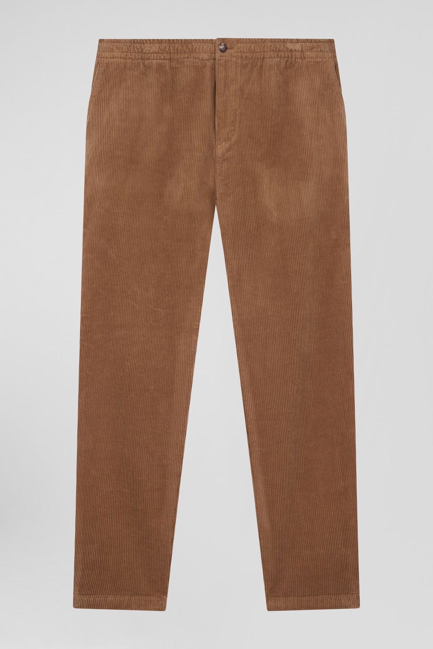 Pantalon à taille élastiquée en coton stretch camel coupe Modern - Image 2