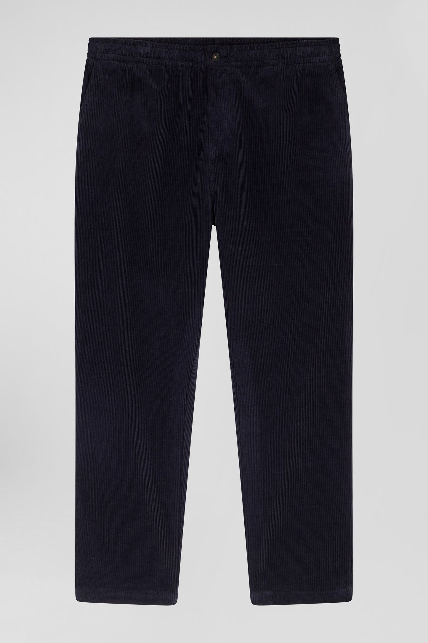 Pantalon à taille élastiquée en coton stretch bleu marine coupe Modern - Image 2