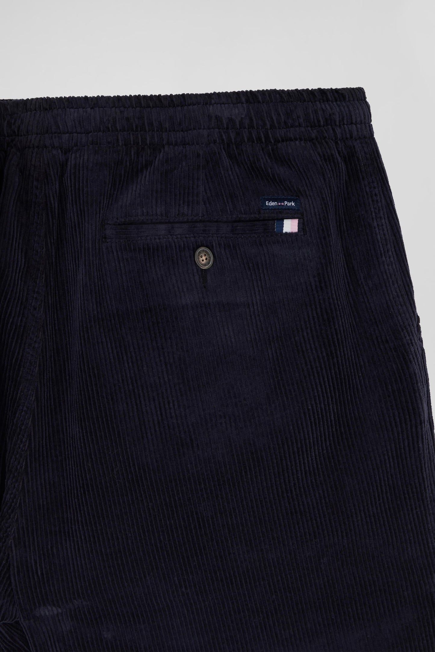 Pantalon à taille élastiquée en coton stretch bleu marine coupe Modern - Image 9