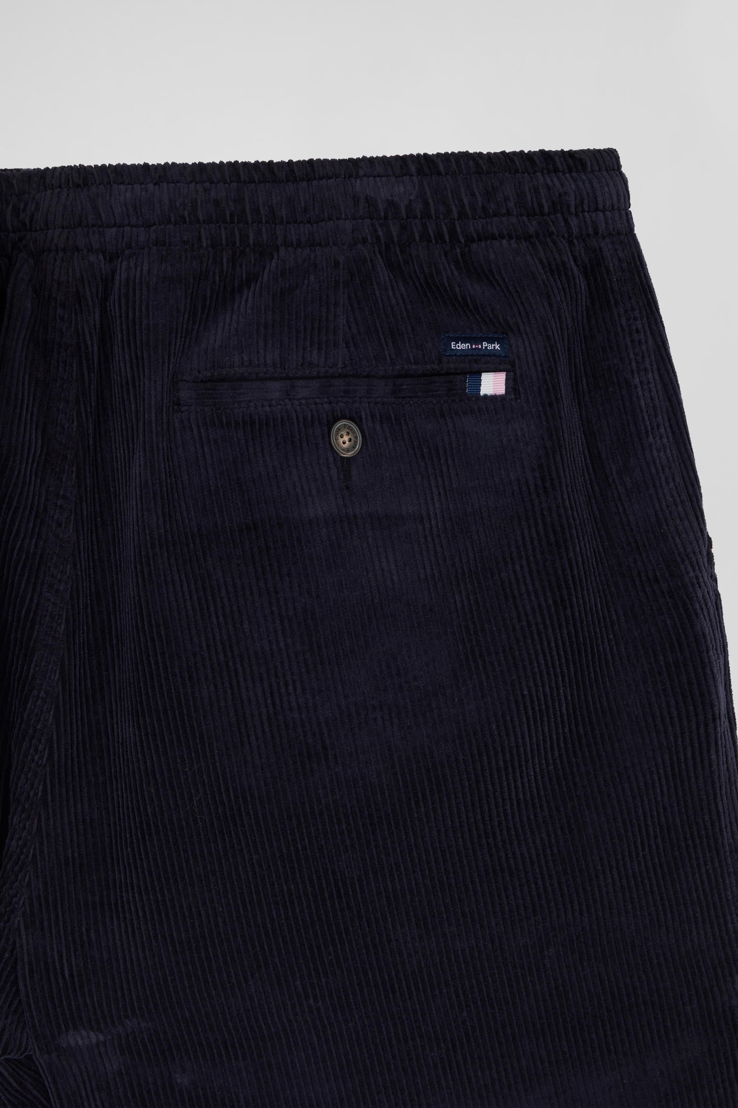 Pantalon à taille élastiquée en coton stretch bleu marine coupe Modern