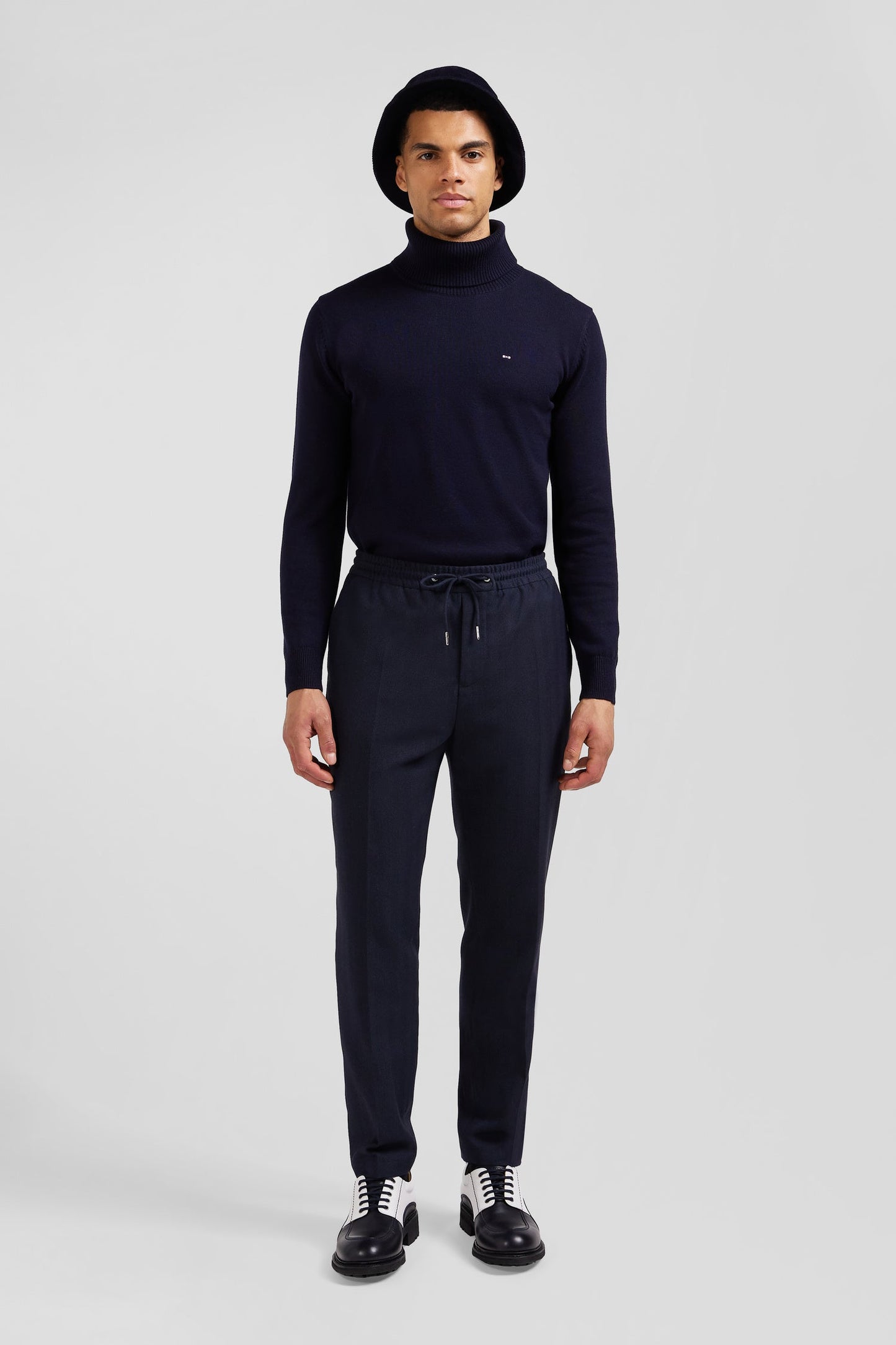 Pantalon bleu marine à taille élastiquée coupe Modern - Image 1