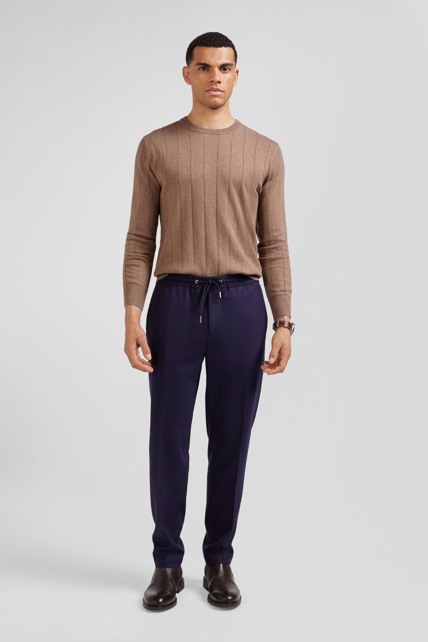 Pantalon bleu marine taille élastiquée coupe Modern - Image 1