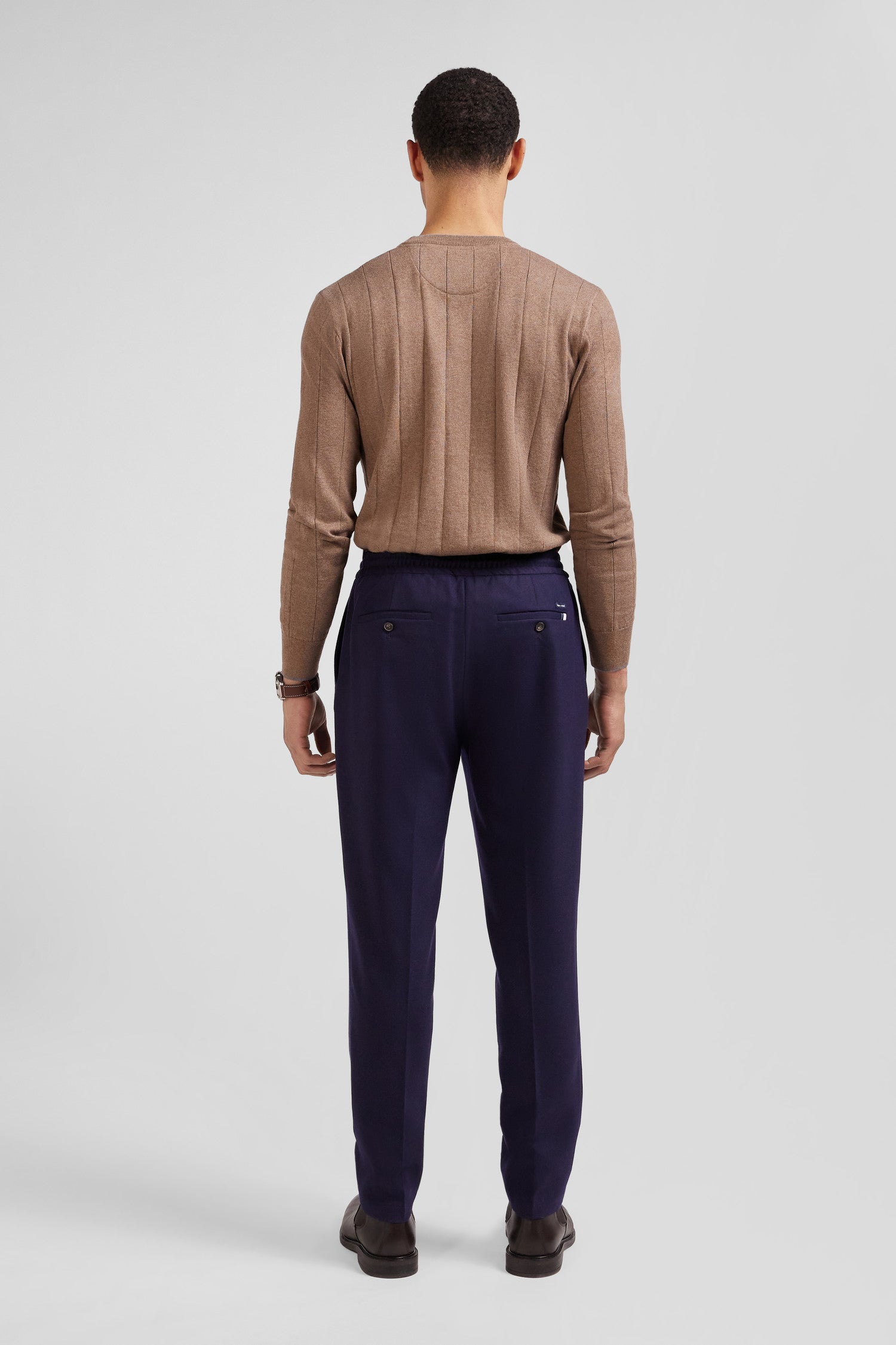 Pantalon bleu marine taille élastiquée coupe Modern