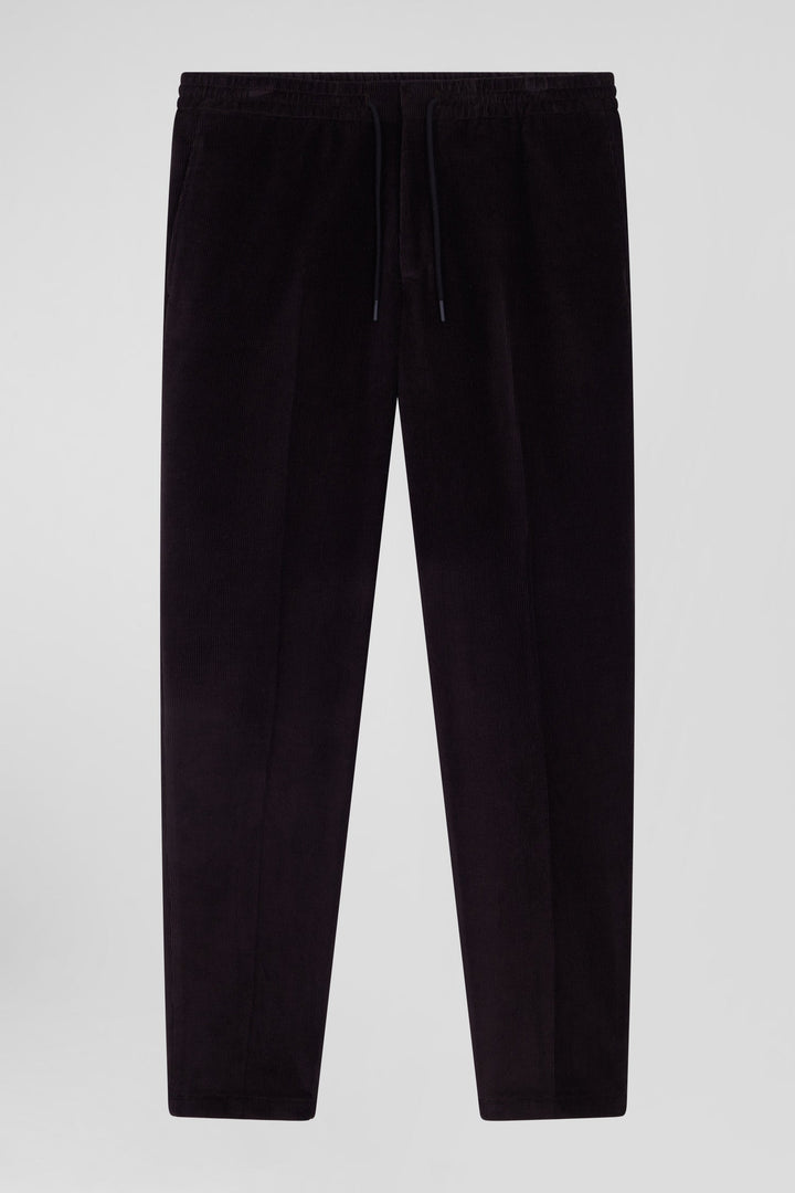 Pantalon en velours côtelé marron taille élastiquée coupe Modern alt view