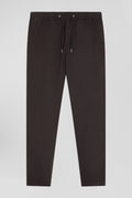 Pantalon taille élastique en coton stretch marron coupe Modern