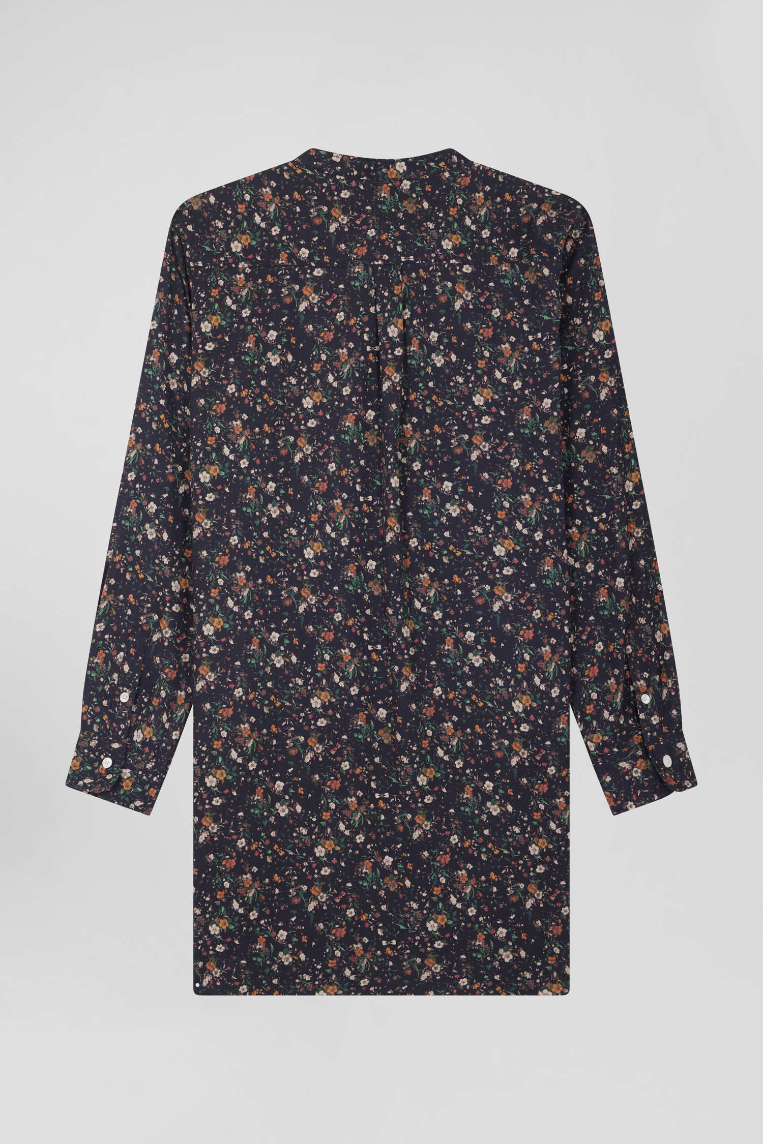 Black lyocell floral shirt dress