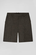 Regular grey blended wool shorts