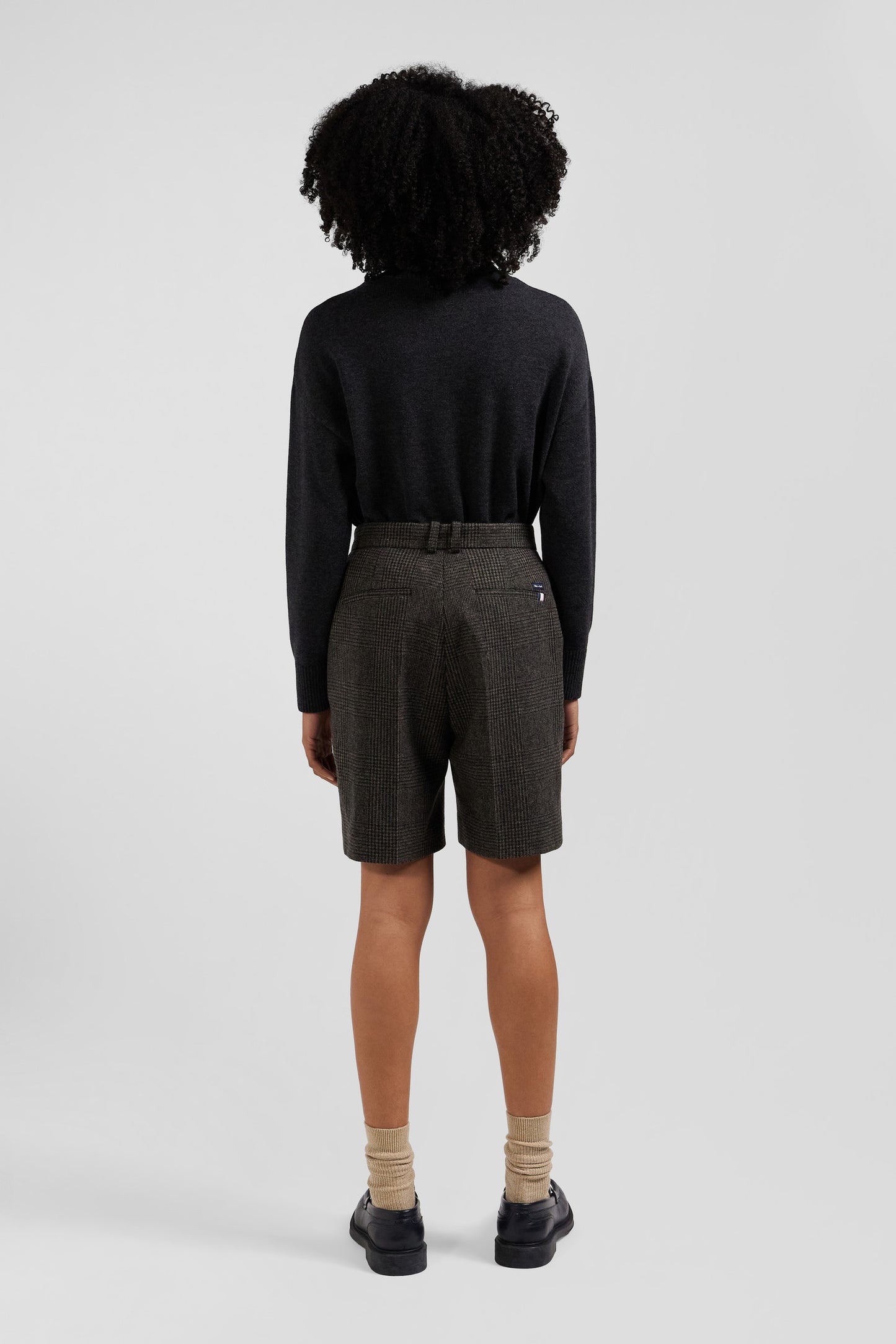 Regular grey blended wool shorts