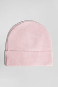 Plain pink knitted cotton beanie