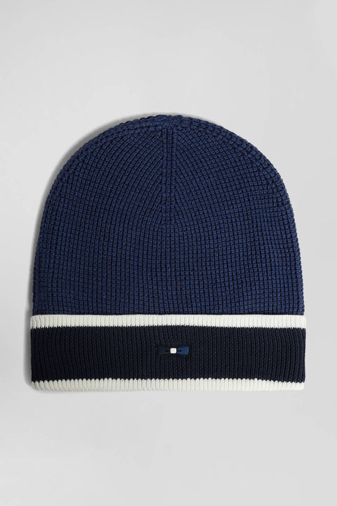 Dark blue cotton EP10 jacquard beanie - Image 1