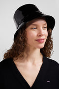 Black vinyl bucket hat