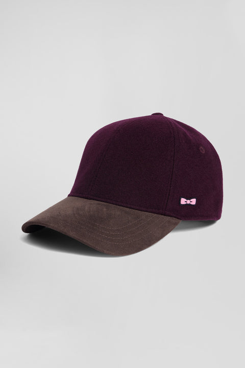 Burgundy and brown wool felt cap - Image 1
