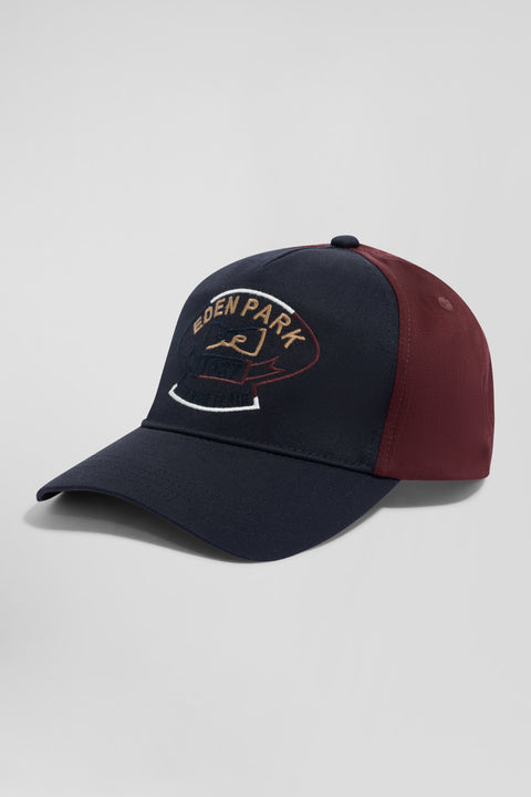 Burgundy and navy blue cotton cap - Image 1