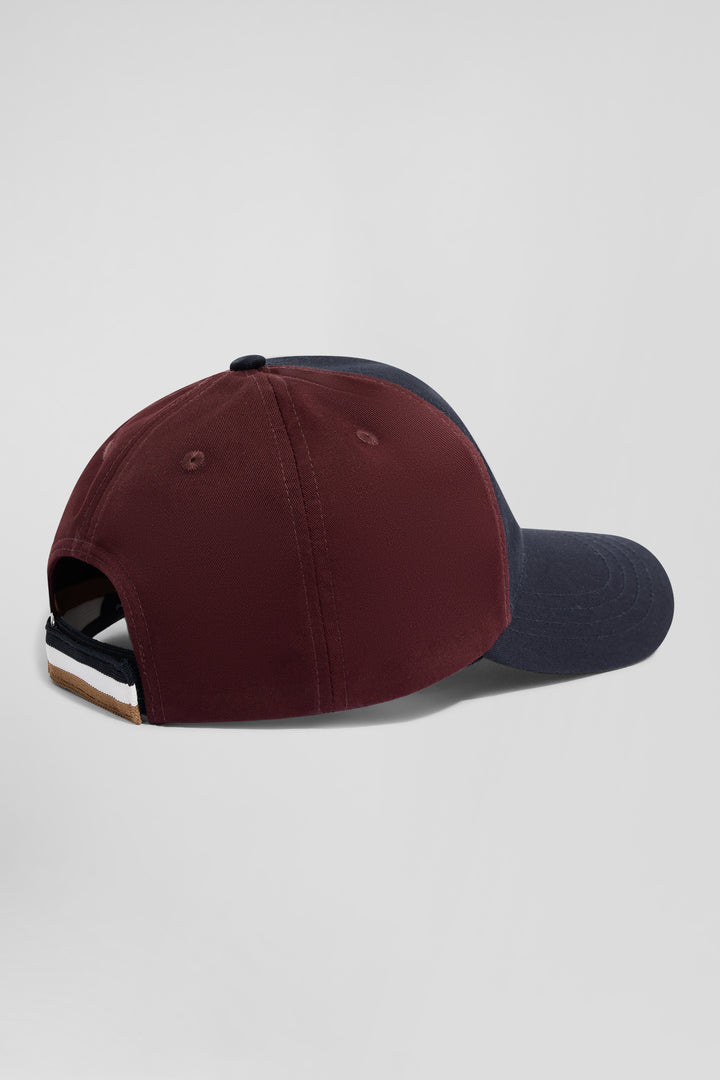 Burgundy and navy blue cotton cap