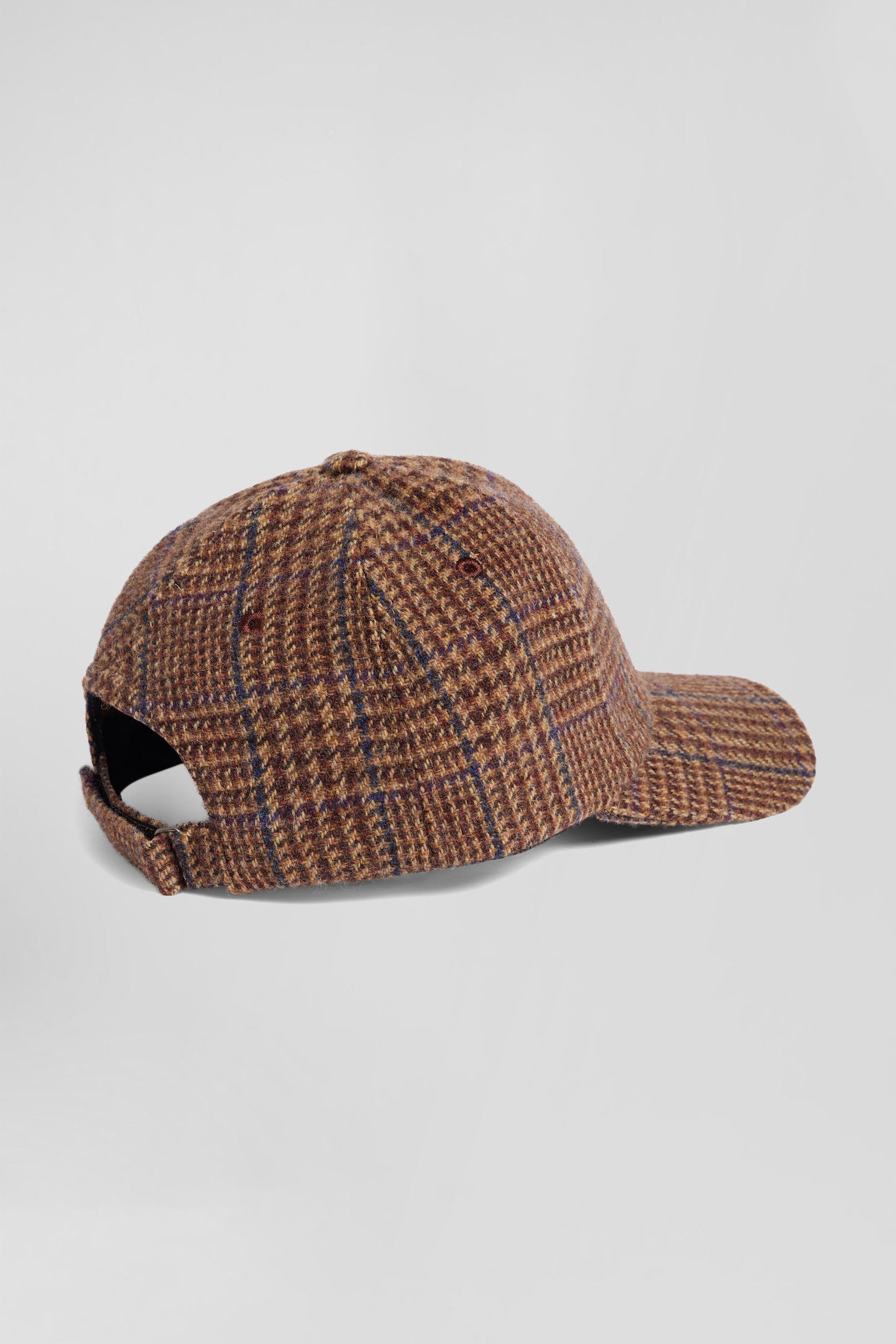 Casquette en laine vierge à carreaux marron - Image 3