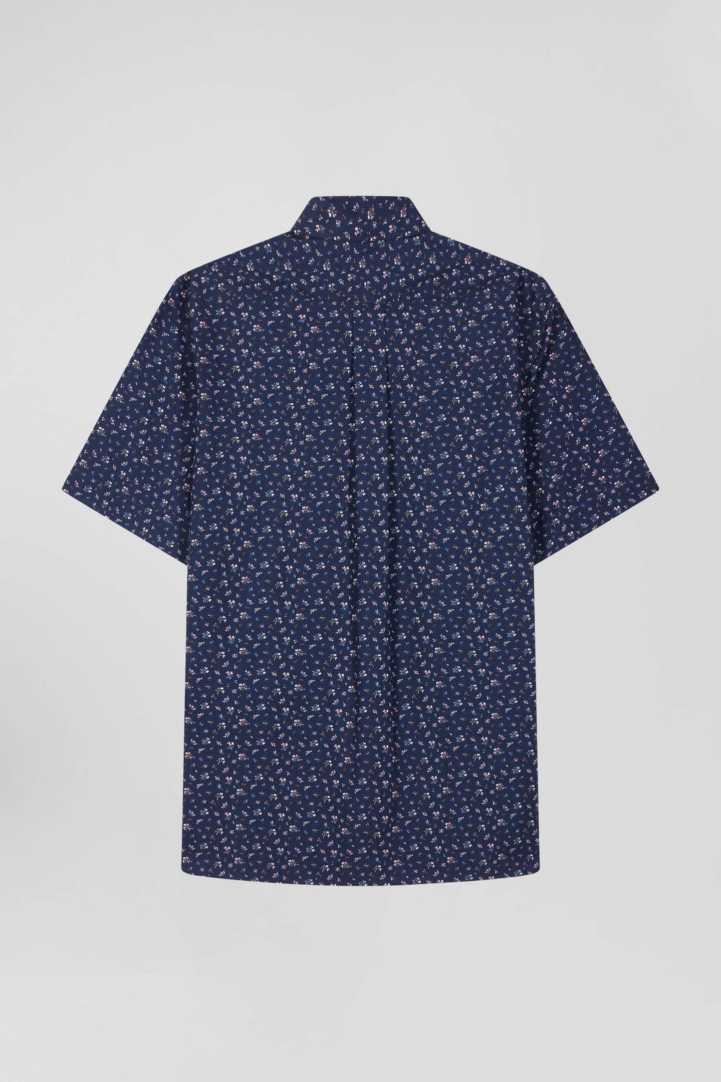 Chemise manches courtes en coton marine microimprimé fleurs coupe Regular - Image 5