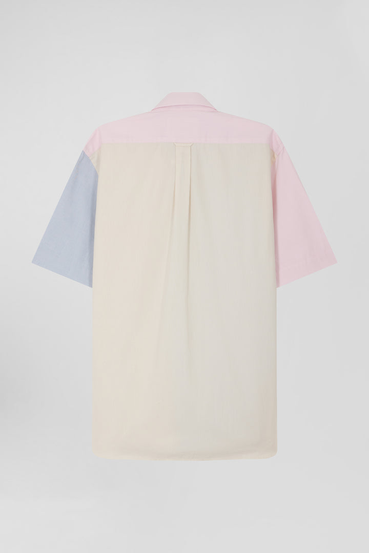 Chemise manches courtes colorblock en coton ciel coupe Regular alt view