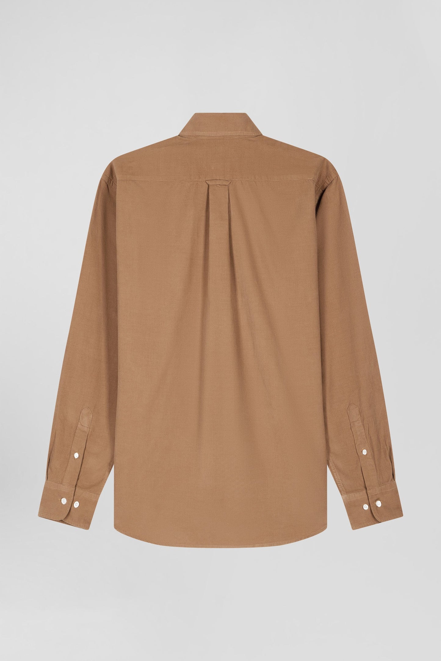 Chemise en coton uni camel col boutonné et poche poitrine coupe Regular - Image 5