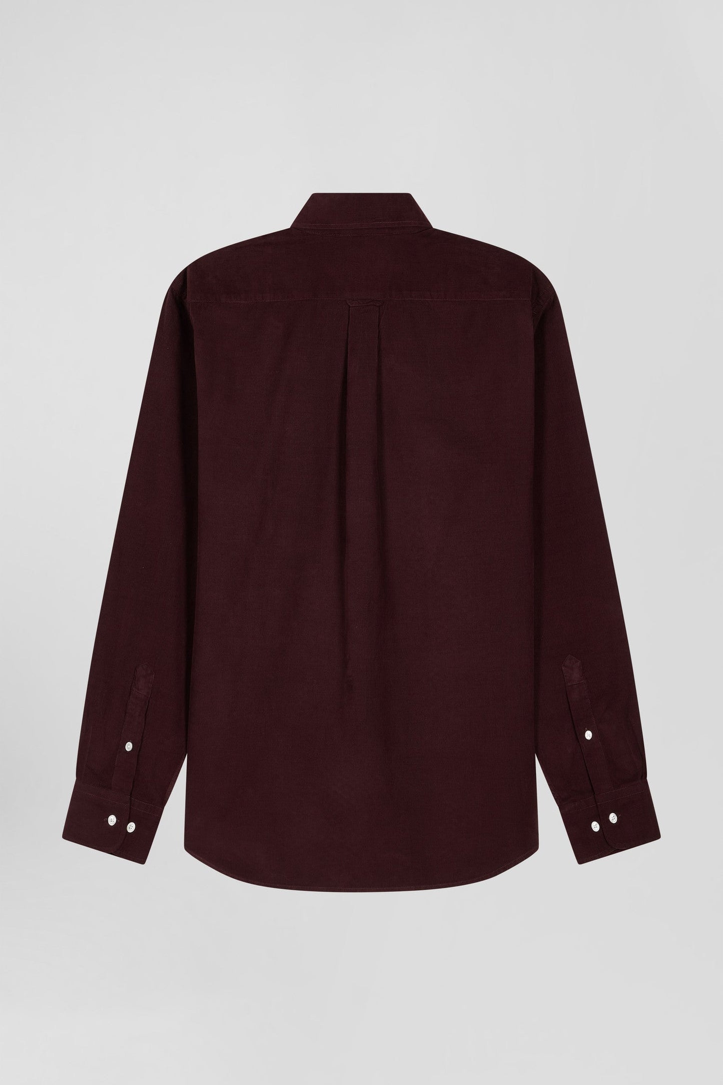 Chemise en coton uni bordeaux col boutonné et poche poitrine coupe Regular - Image 5