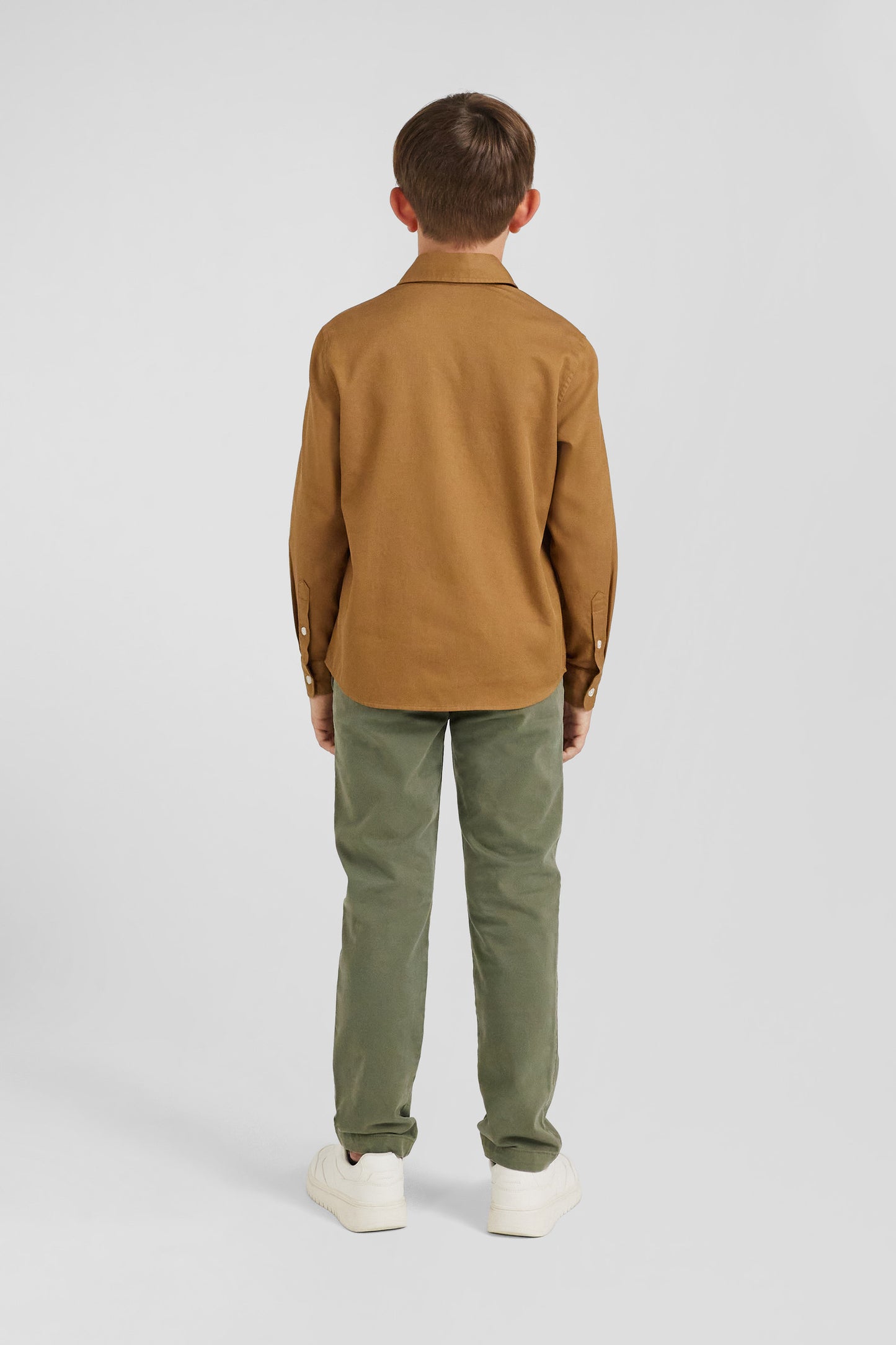 Chemise en coton uni noisette en coton oxford coupe Regular