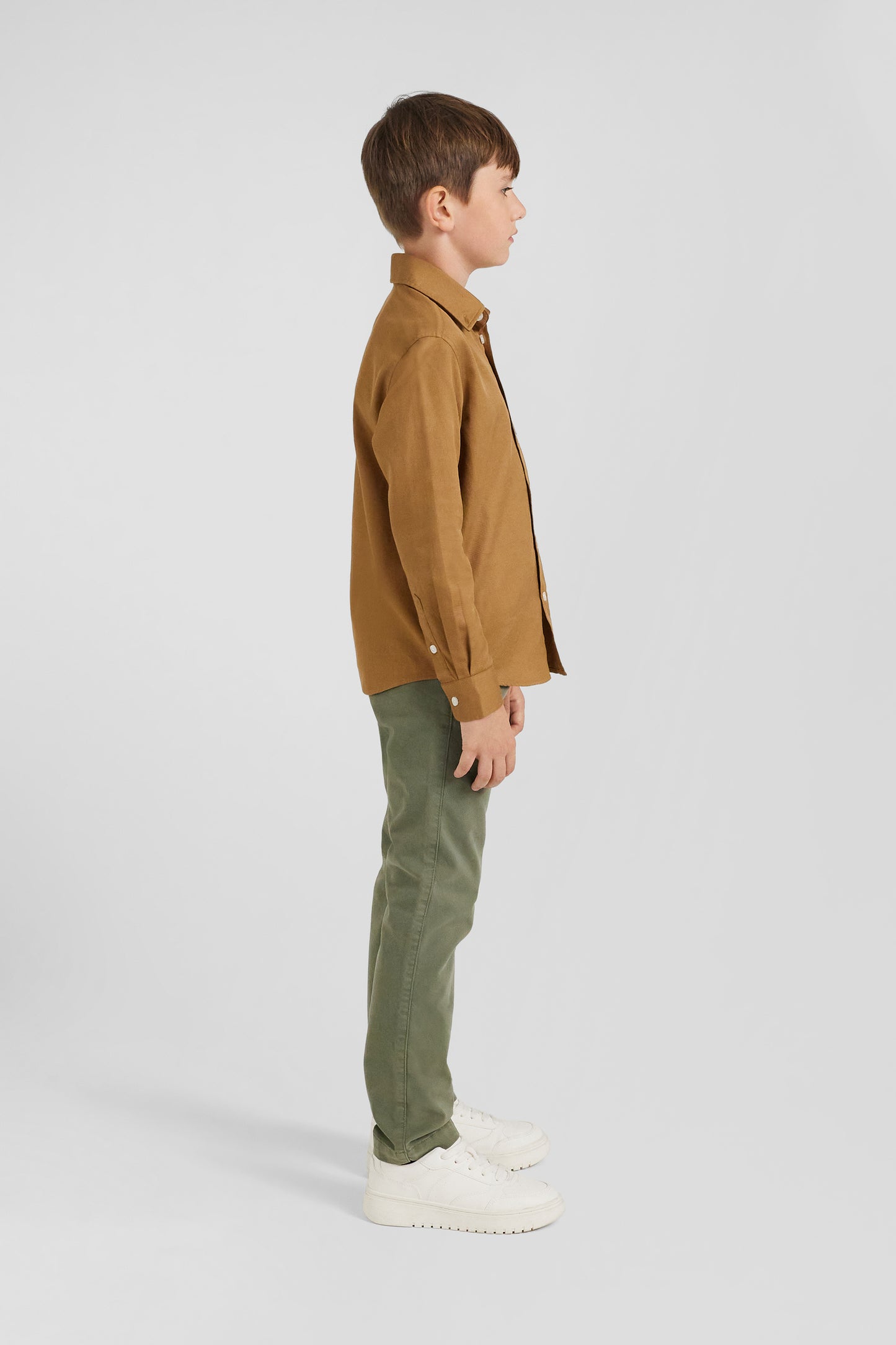 Chemise en coton uni noisette en coton oxford coupe Regular