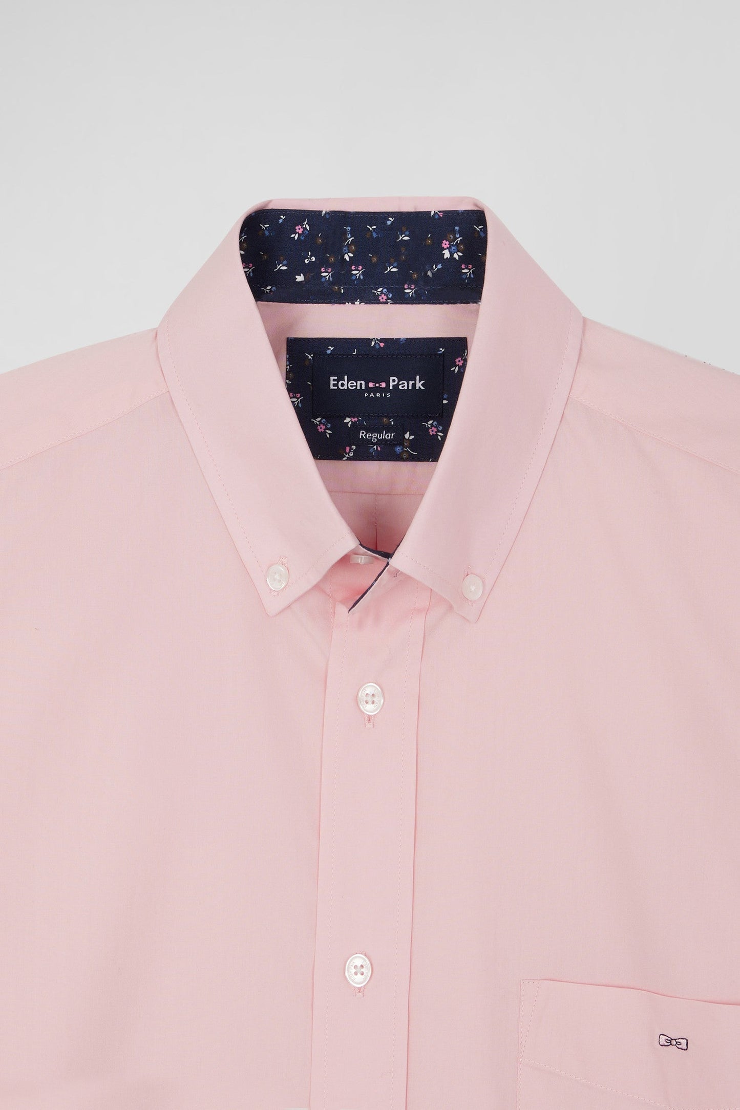 Chemise en popeline de coton rose col boutonné et coudières imprimées coupe Regular - Image 9