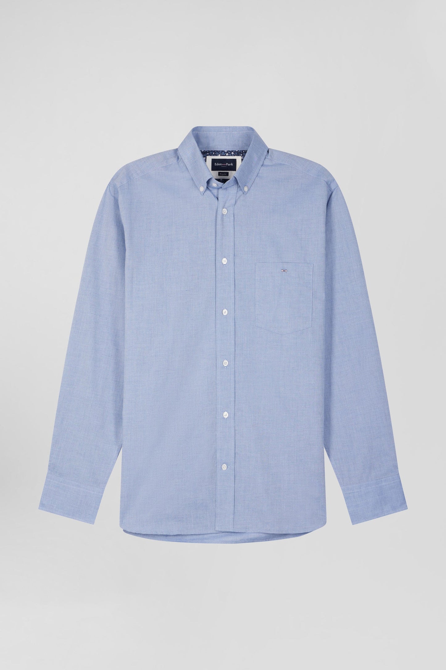 Chemise en coton denim ciel coupe Regular coudières imprimées - Image 2