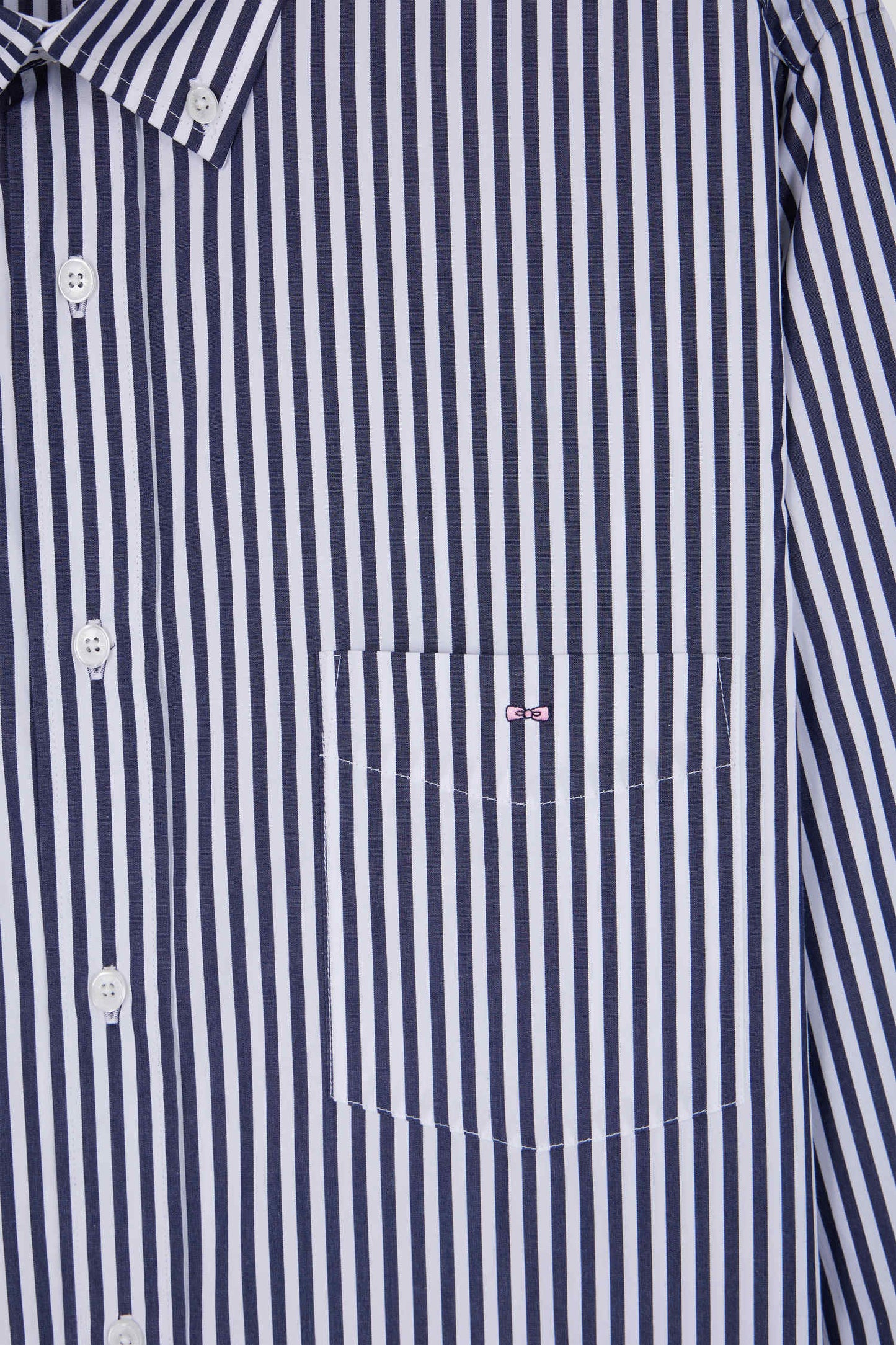 Chemise en popeline de coton rayée marine coupe Regular - Image 8