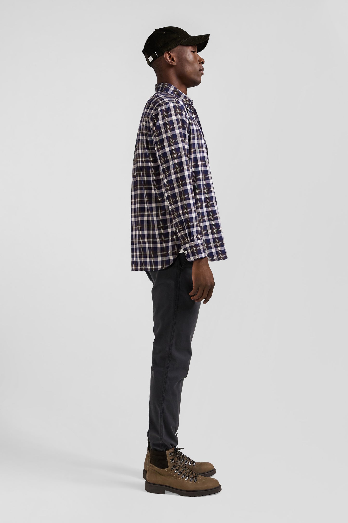 Regular brown checked cotton shirt