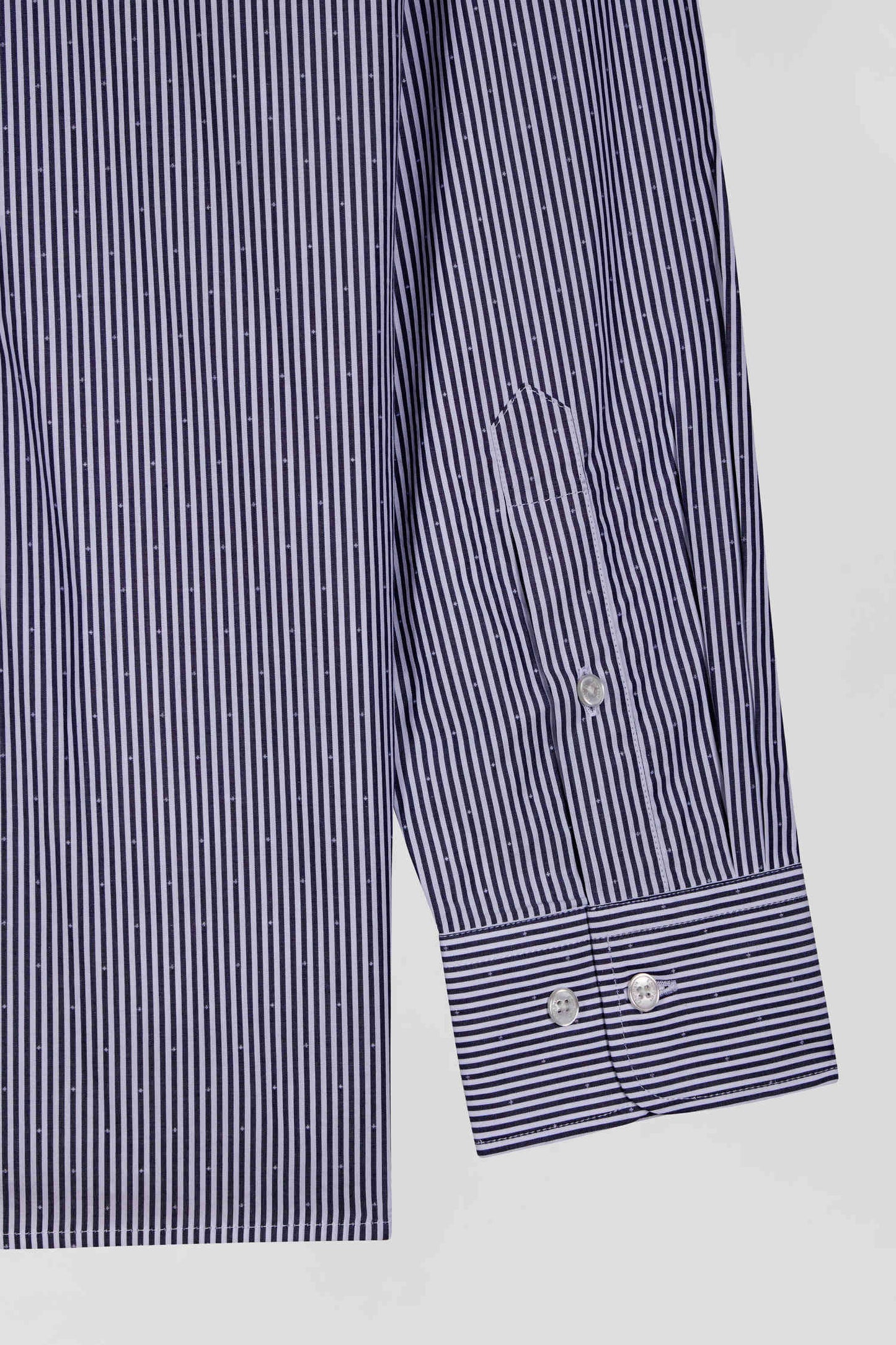 Chemise en coton jacquard rayé bleu marine coupe Regular - Image 9