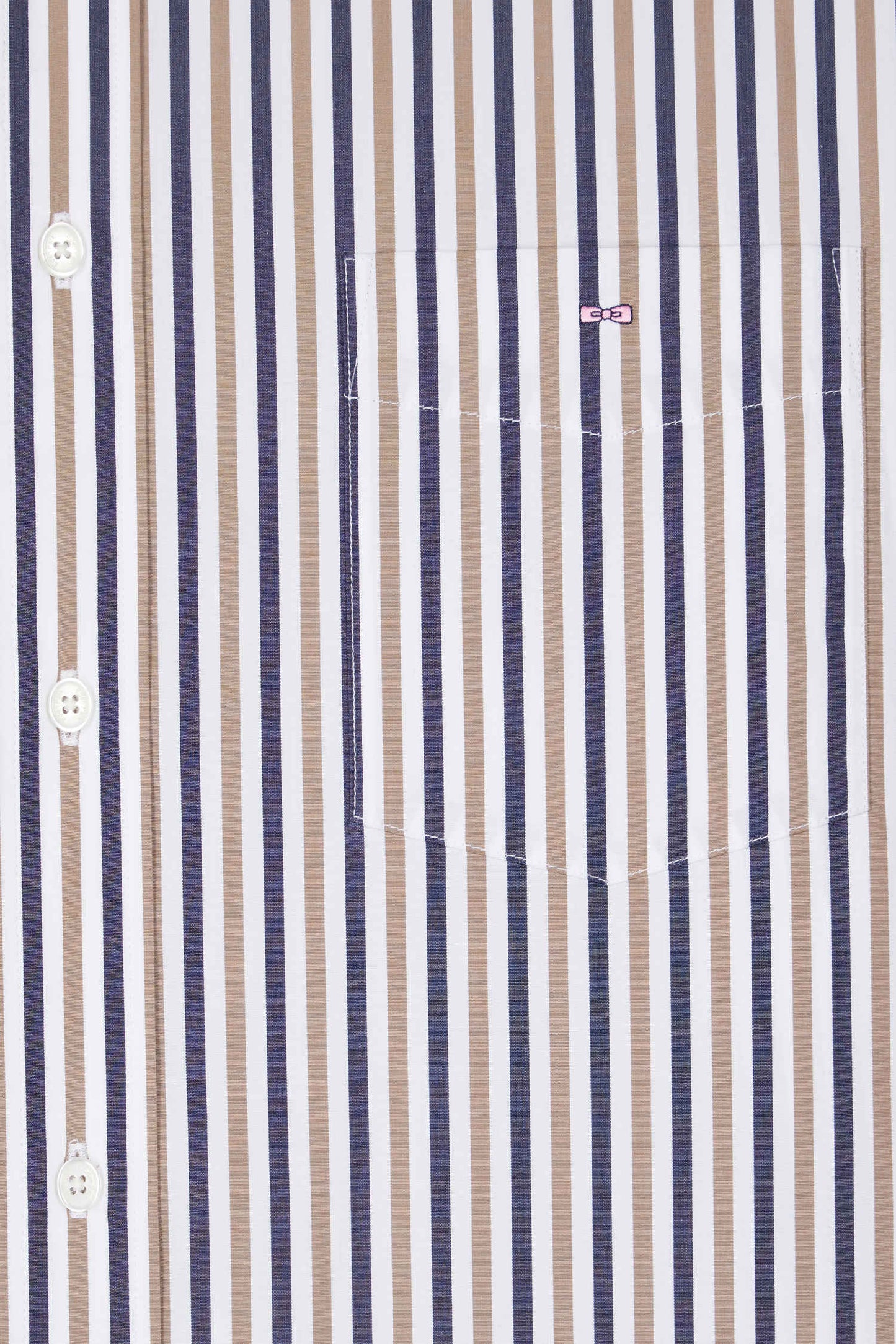 Chemise en popeline de coton rayée grège coupe Regular