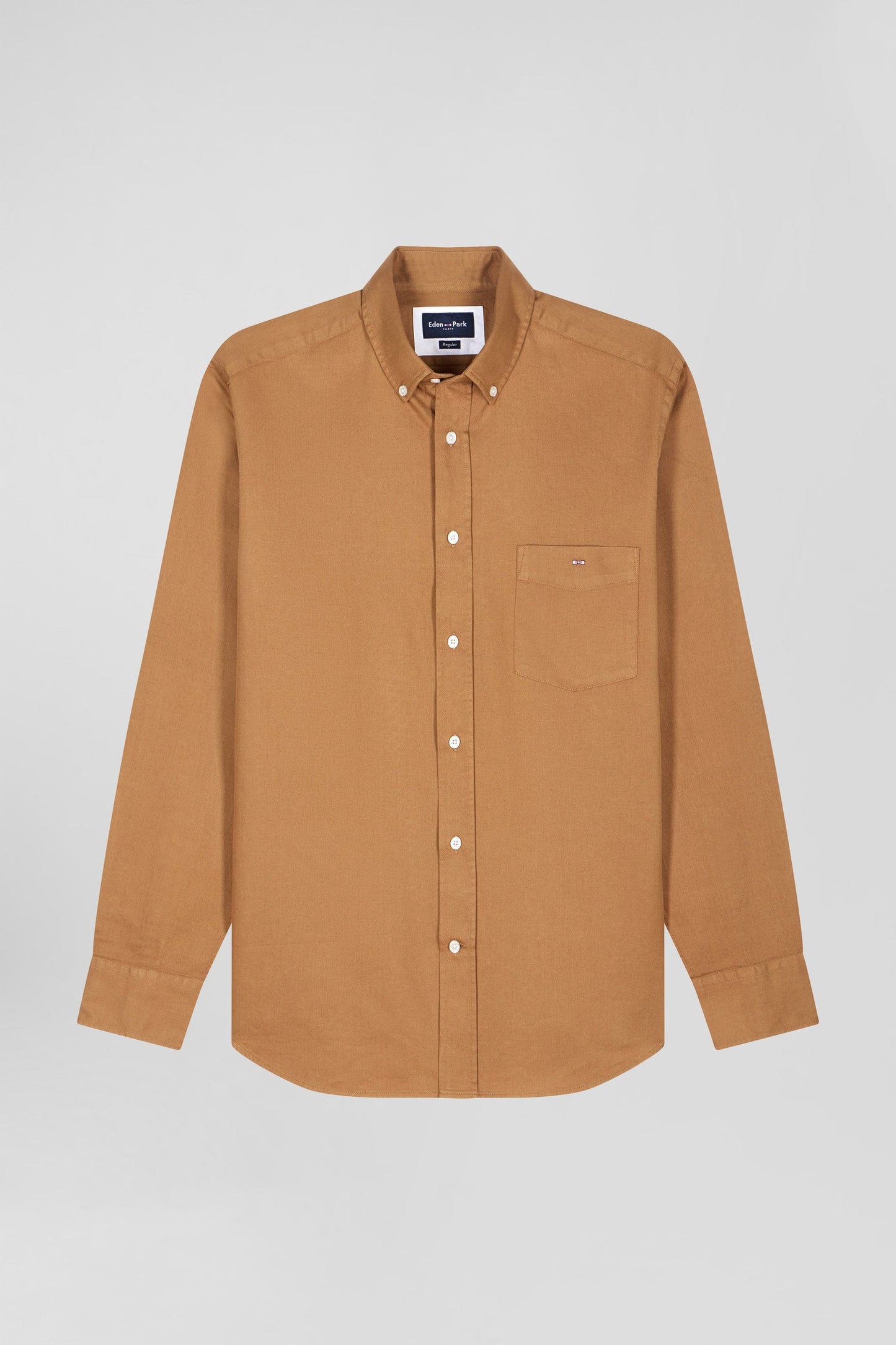 Chemise en piqué coton unie camel coupe Regular - Image 2