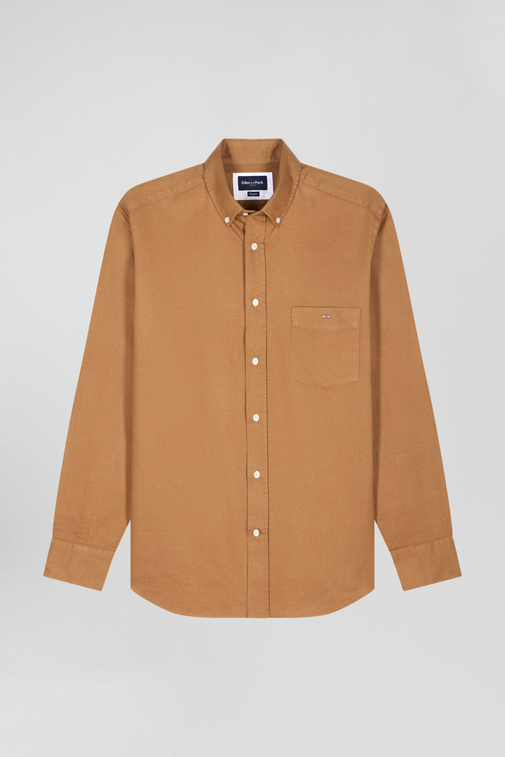 Chemise en piqué coton unie camel coupe Regular alt view